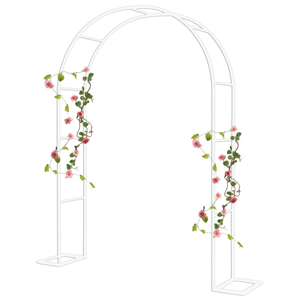 Rosenbogen Garten Metall 220/230cm mit Sockel Outdoor Hochzeit Dekor Weiß Metall Laube für Jubiläum Brautdusche Gartenparty 350 * 220 cm Größe