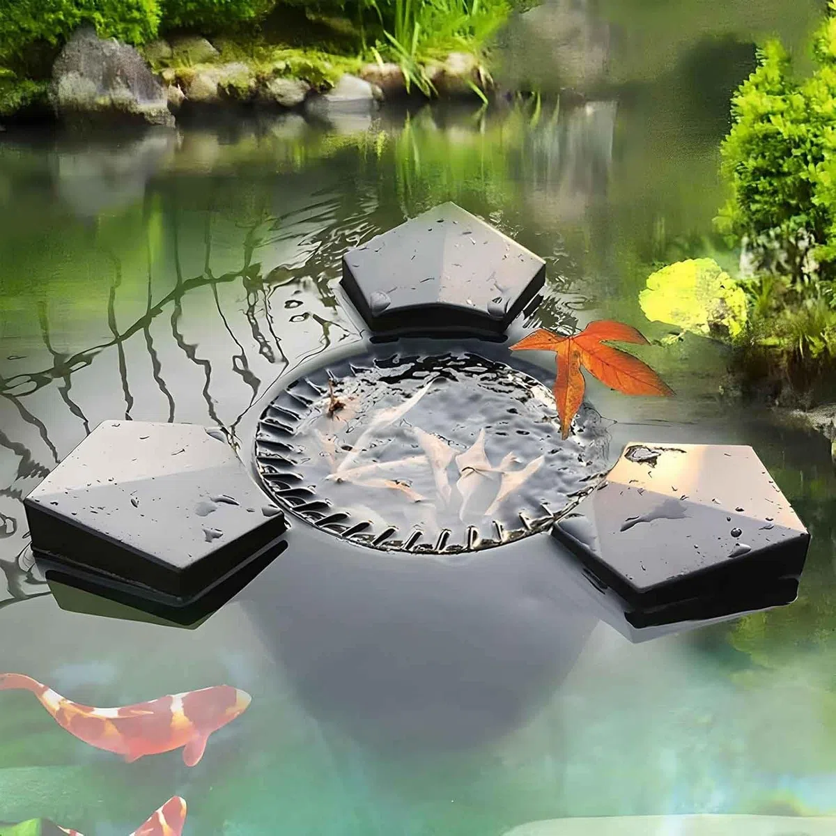 Schwimmender Teichskimmer mit Saugfunktion, 75 W automatischer Pool-Oberflächenabsauger, Poolreiniger mit Pumpe und 10 m Netzkabel, for Garten, Teich, Pool, Außenbereich for Teiche und Seen(75W)