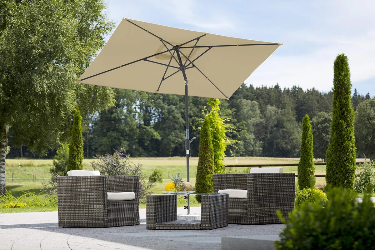 Schneider Sonnenschirm Tunis, natur, 270 x 150 cm rechteckig, 742-02, Gestell Stahl, Bespannung Polyester, 5.8 kg