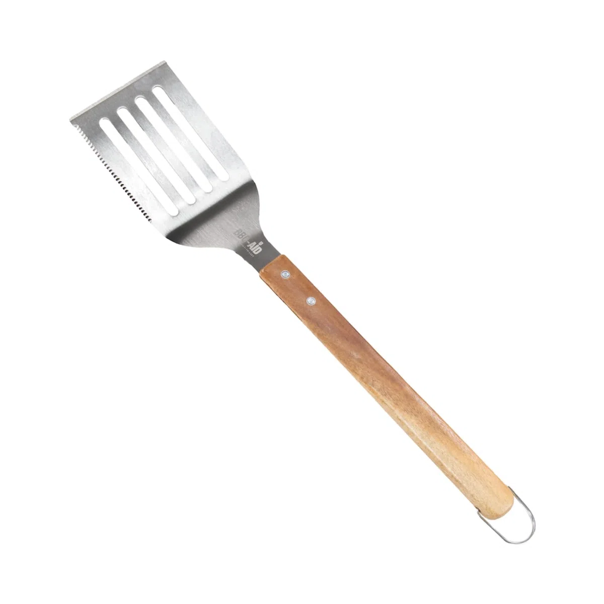 BBQ-AID Pro BBQ Pfannenwender, 45,7 cm, professioneller Grillspachtel, massiver und robuster Pfannenwender, hergestellt aus Edelstahl der Güteklasse 304 und Akazienholz, robust und langlebig