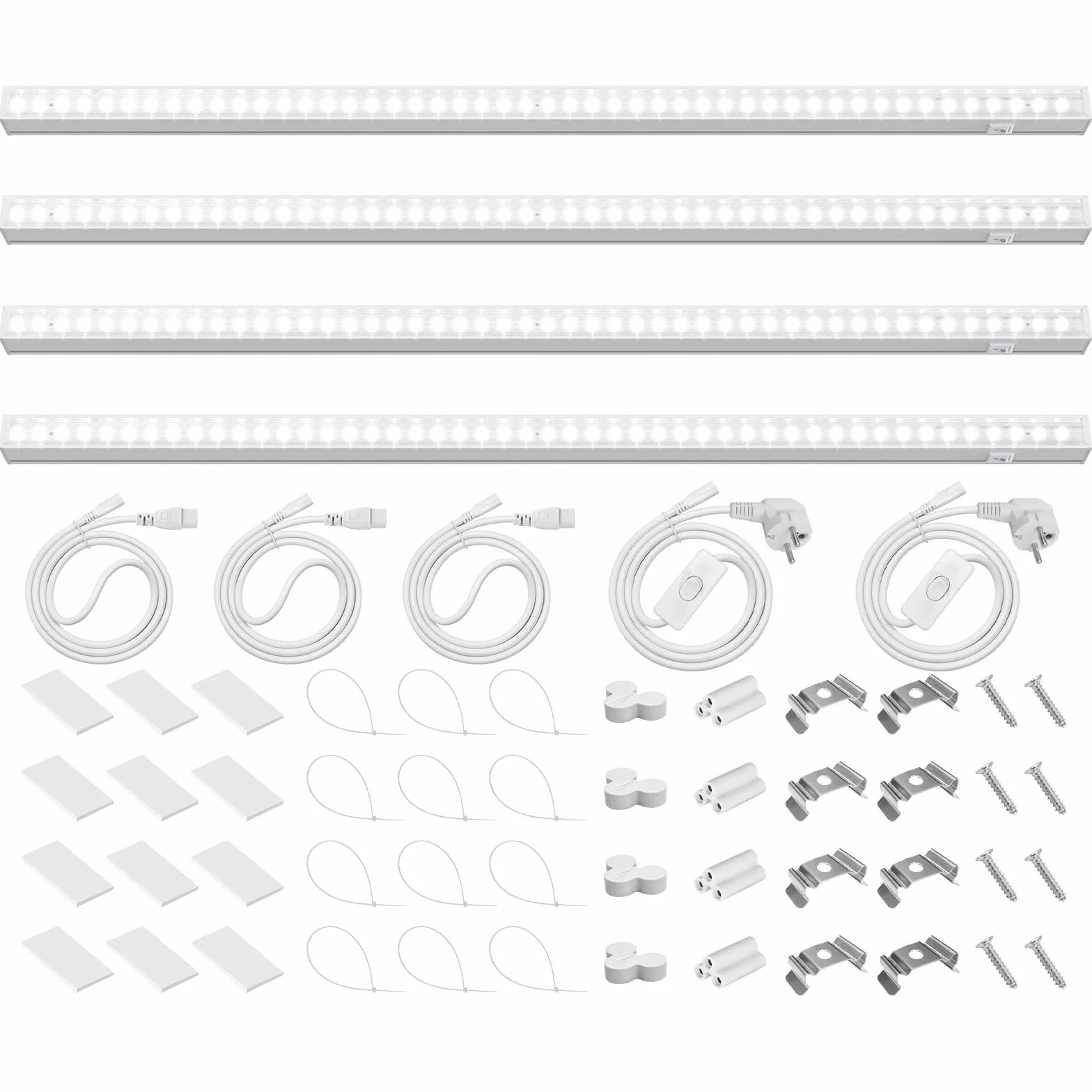 Barrina T5 LED Grow Lampe, 59cm, 5000K Weißes Vollspektrum Pflanzenlampe, 40W (4 x 10W), 2FT Verkettbare Grow Lampe Blüte, Stecker und Spiel, Hohe PPFD, 4er