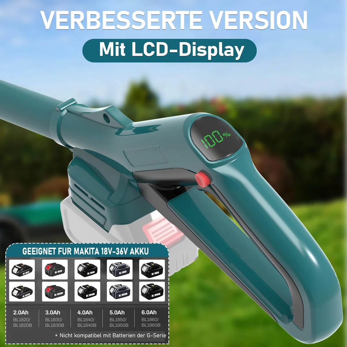 Rasentrimmer mit akku und Unkrautbürste, Kompatibel mit 18V-25V Lithium-Ionen-Akkus(Bürstenloser 750-Watt-Motor | 20.000 U/min|ohne Akku