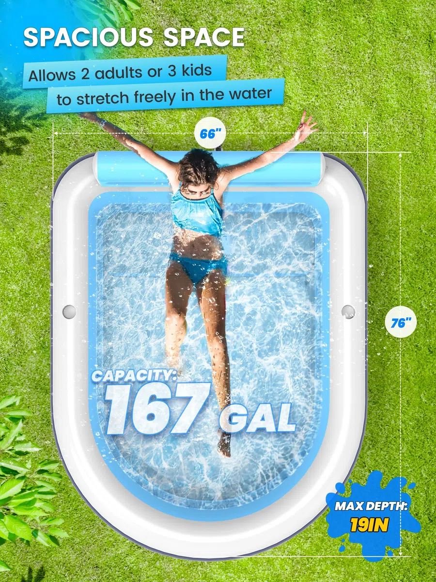 VISTOP Aufblasbarer Pool für Erwachsene und Kinder, großer verdickter Familien-Schwimmbad mit Sitzen und Getränkehaltern, Outdoor-Wasserpool für Garten, Sommer-Wasserparty
