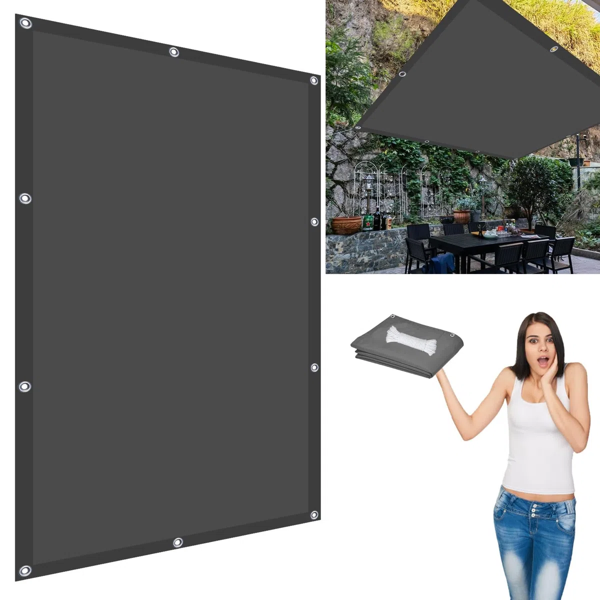 Sonnensegel Quadratisch 3.7 x 4.2 m Wetterbeständig Segel 98% UV Schutz Alle 50cm Eine Edelstahlöse für Außenbereiche wie Garten und Balkone, Anthrazit