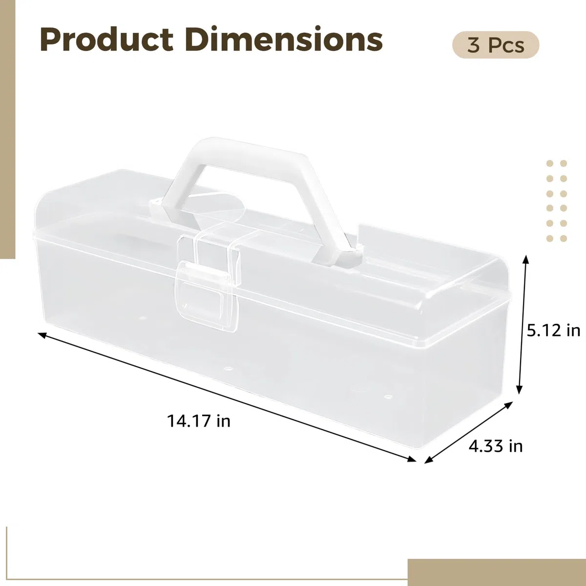 Generisch 3 Stk. Acrylfarben-Aufbewahrungsorganizer, transparente stapelbare Boxen für Malsachen, mit Doppelverschluss, Traggriff, Pinsel- und Bastelwerkzeug-Aufbewahrung, für Atelier und unterwegs