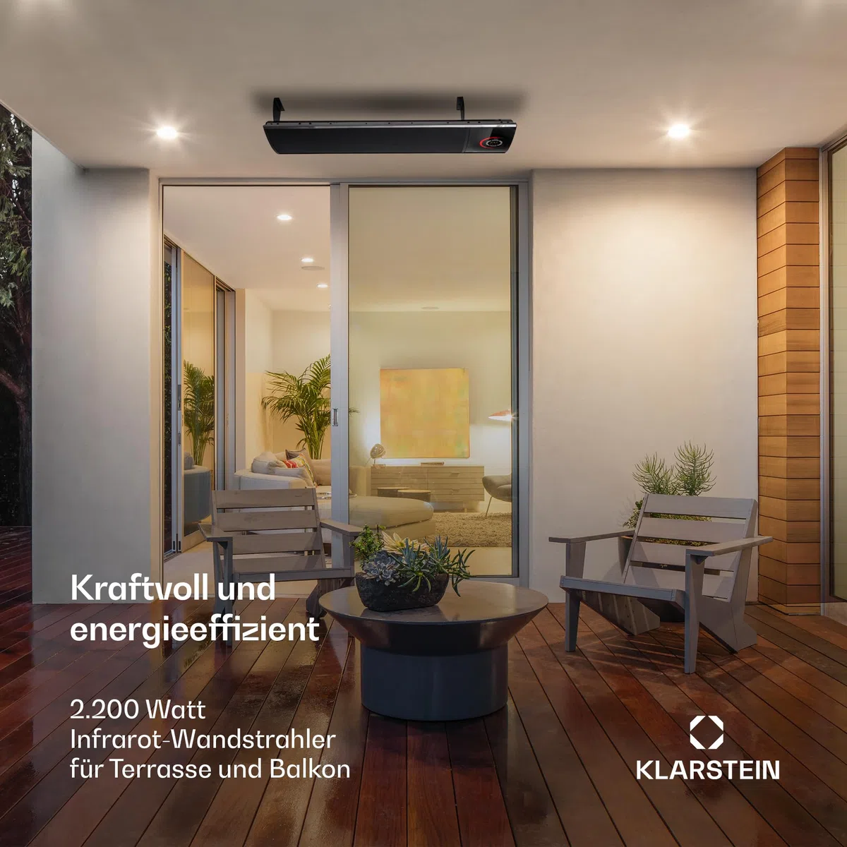 blumfeldt Cosmic Beam Ultra - Heizstrahler, Infrarotheizung, Terassenheizer, 2200 Watt Leistung, IPX4 Schutzart, Fernbedienung, inkl. Montagematerial, Fernbedienung, Eco-Modus, schwarz