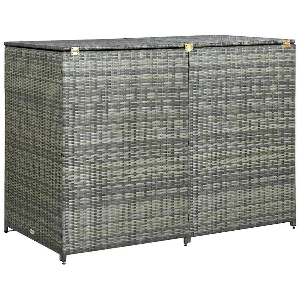 Mülltonnenbox Für 2 Tonnen Poly Rattan Anthrazit 148x77x111 cm | Mit Deckel Und 2 Türen, Schließsystem, Robuste PE-Rattan Konstruktion, Für Gartenlagerung