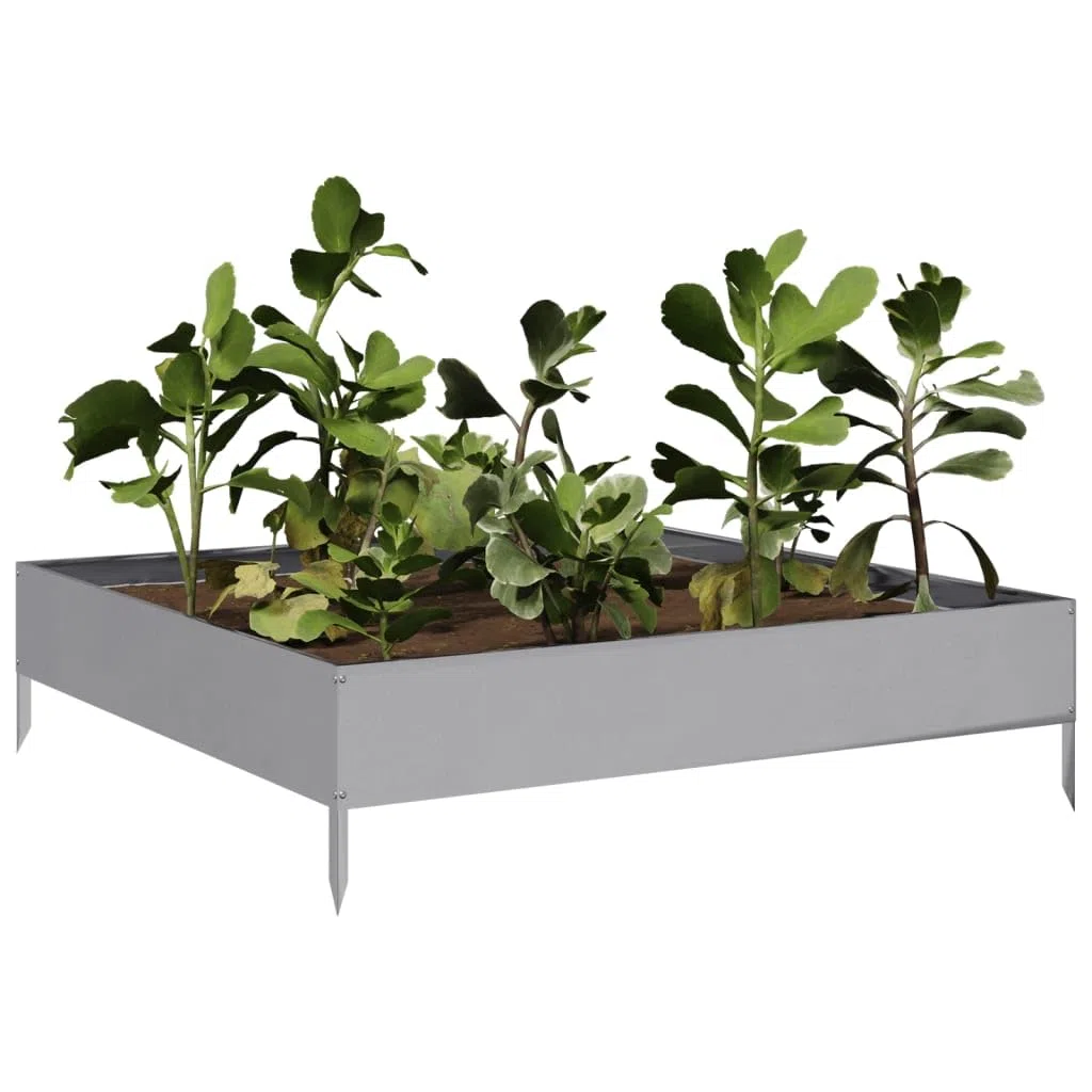 Homgoday Hochbeet für den Garten, 100 x 100 x 26 cm, aus verzinktem Stahl, Dekor für Möbel, Blumenkasten für den Außenbereich, Gitter-Pflanzgefäß für den Garten