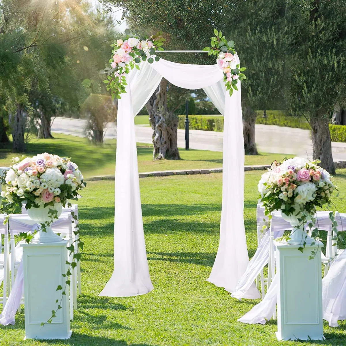 Hochzeitsbogenständer mit Sockeln, Metallgartenlaube, Hochzeitsbogen, Vorhang, Hochzeiten, Brautzeremonie, Gartenparty, Eventdekoration, einfache Montage