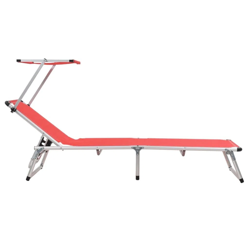 Bussandri Exclusive - Sonnenliegen klappbar mit Dach 2 St. Aluminium und Textil rot