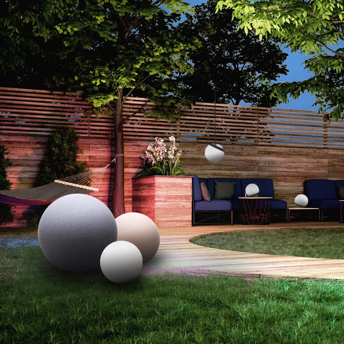 tint Smarte Outdoor LED Leuchtkugel Calluna Ø 50cm, Gartenkugel, Kugelleuchte, Farbwechsel RGB, E27 Fassung, ip44 für Außen, Zigbee, funktioniert mit Alexa, Optik: stone…