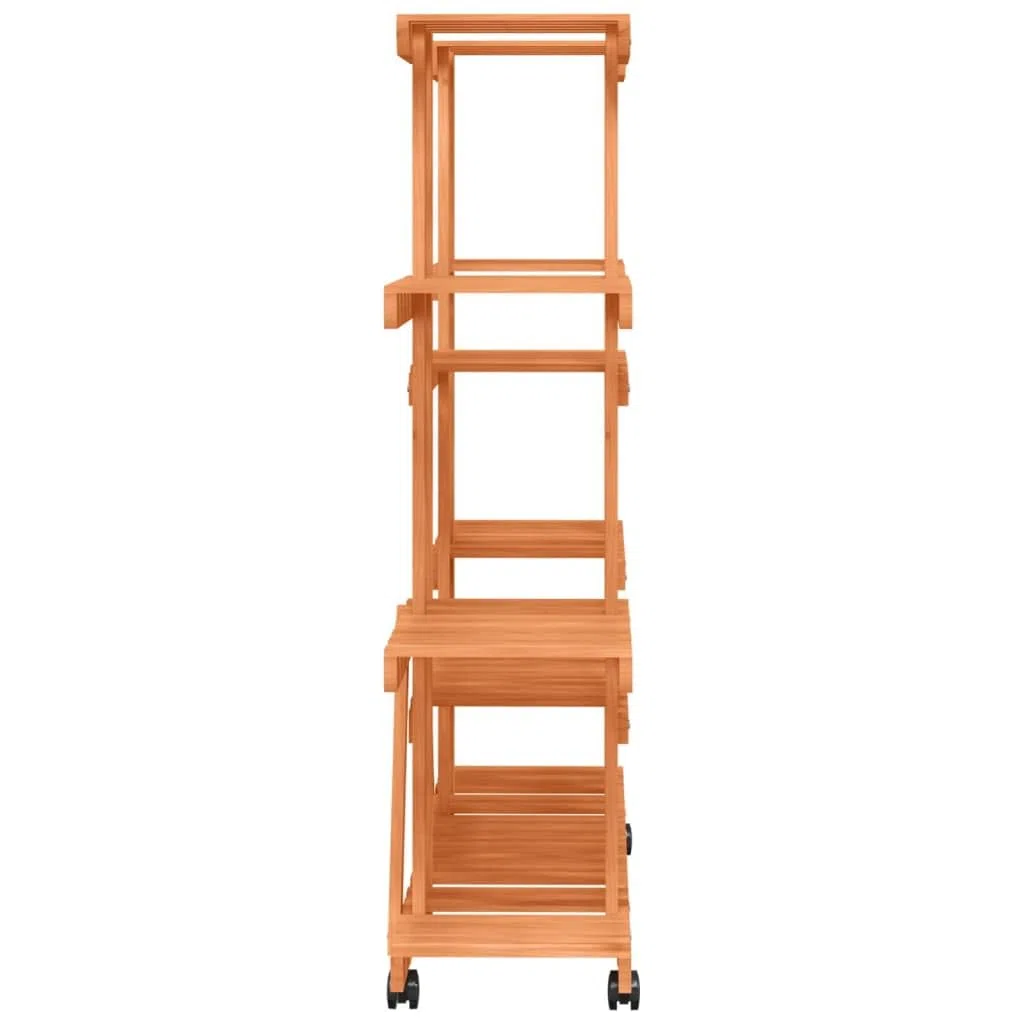 Blumenständer mit Rollen 110x25x115 cm Pflanzenregal Holz Indoor Outdoor Mehrstöckig Pflanzentreppe Tannenholz Symmetrisch Blumenregal für Wohnzimmer Balkon Terrasse Natur