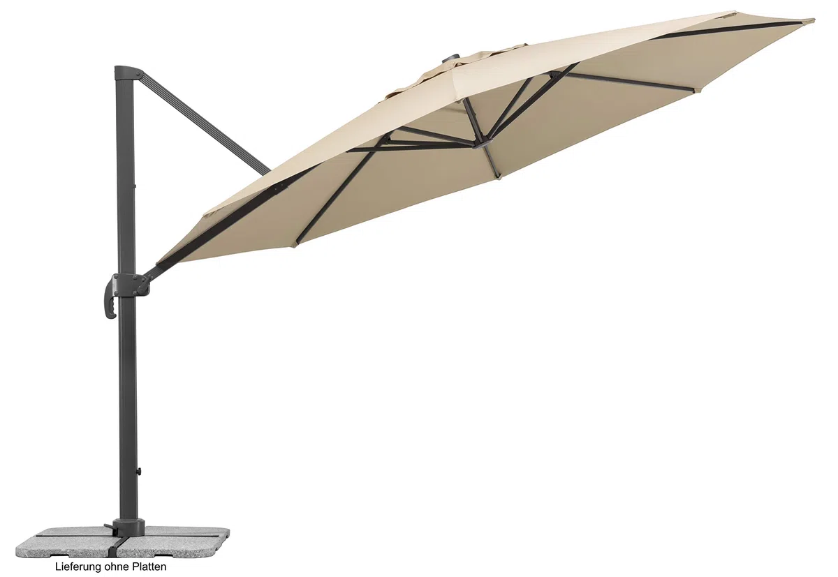 Schneider Sonnenschirm Rhodos Grande, natur, 400 cm rund, 789-02, Gestell Aluminium, Bespannung Polyester, 25.5 kg