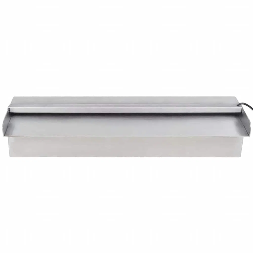 Edelstahl Pool Fontäne mit LED Beleuchtung 45 cm Rechteckig für Teich und Pool Wasserspiel