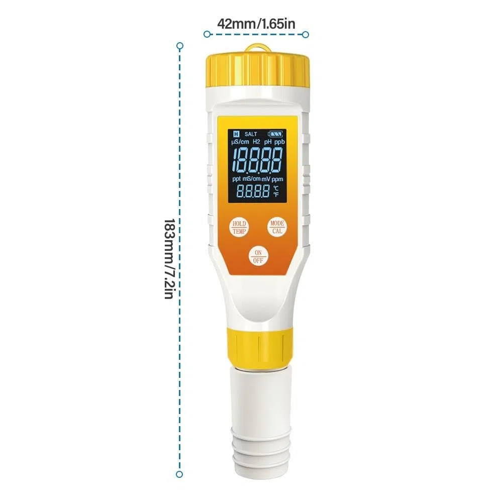 FACAIIO Digitaler 7-in-1-Wasserstoff-Wassertester, Hintergrundbeleuchtung, ORP-Salinität, pH-Messgerät, Getränke und Säfte