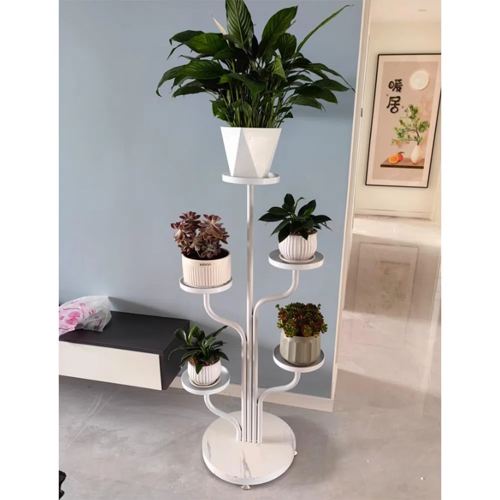 Generisch 5-Tier Metal Plant Stand - Sturdy Vertical Flower Rack with 5 Shelves for Indoor & Outdoor Use, Ideal for Home, Office, Garden, Balcony & Patio - Black