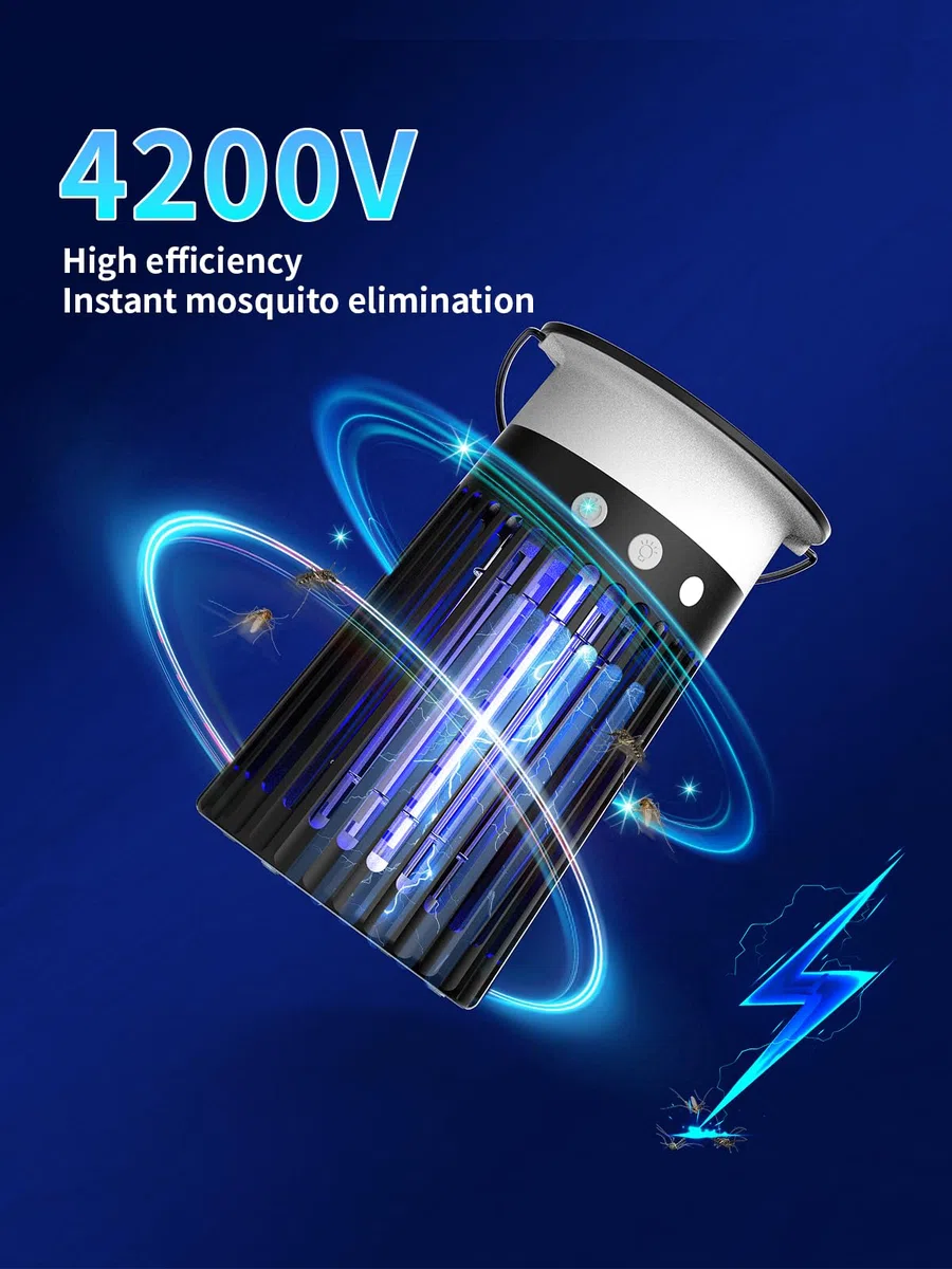 Moskito Zapper - Outdoor Bug Zapper & Trap, 4200V Wiederaufladbare wasserdichte Killerlampe für Terrasse, Garten, Camping & Haus, vertreibt Mücken, Fallen Fruchtfliegen & Mücken