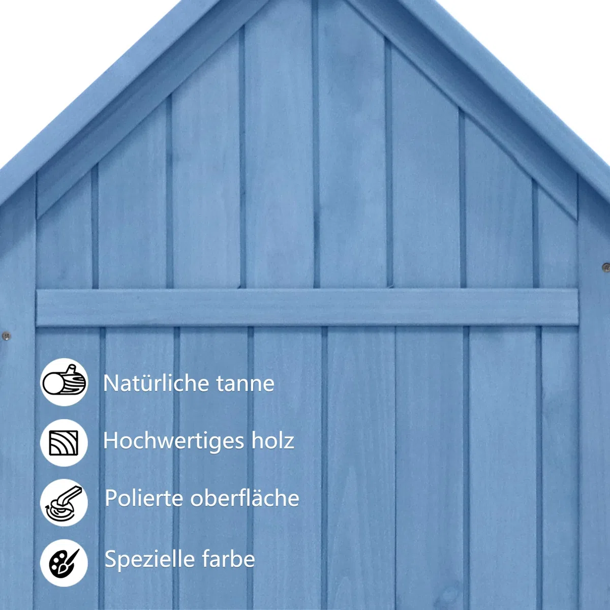 Su & Chan Legence Gartenhaus aus Holz, Geräteschuppen mit 2 Ablagen, 2 Türen und PVC-Dach, wetterfest Gartenschrank für Garten, Balkon und Terrasse, Blau