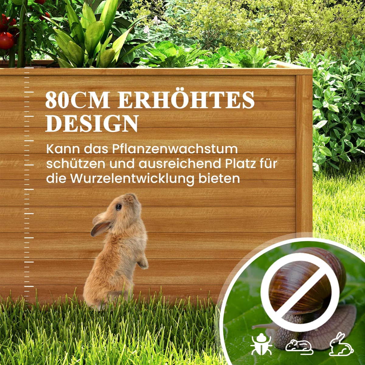 UDPATIO Hochbeet Holz für Garten 240x88x80cm Holzhochbeet zum Bepflanzen von Gemüse & Kräutern Pflanzbeet Pflanzkasten Gemüsebeet für Balkon