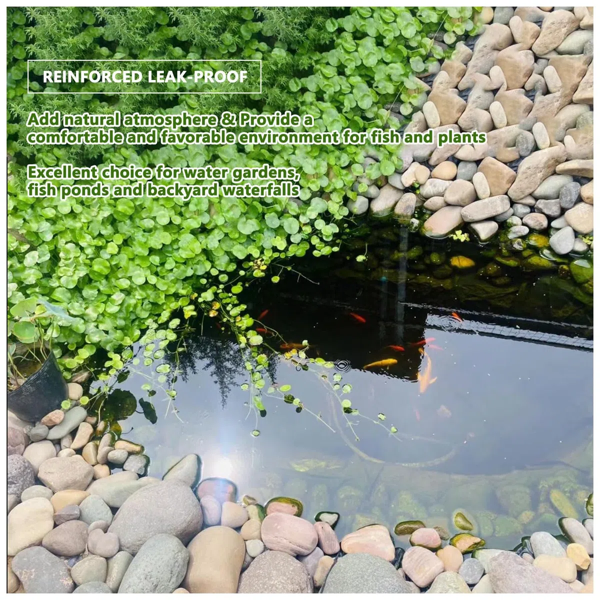 Große Teichfolie Schwarz, HDPE 0,2mm UV und Reißfest Teichfolien Schwimmteich Folie Gartenteich Teichplane für Fischteiche Wassergärten Brunnen Koi Teiche(Size:8x8m,Color:SCHWARZ)