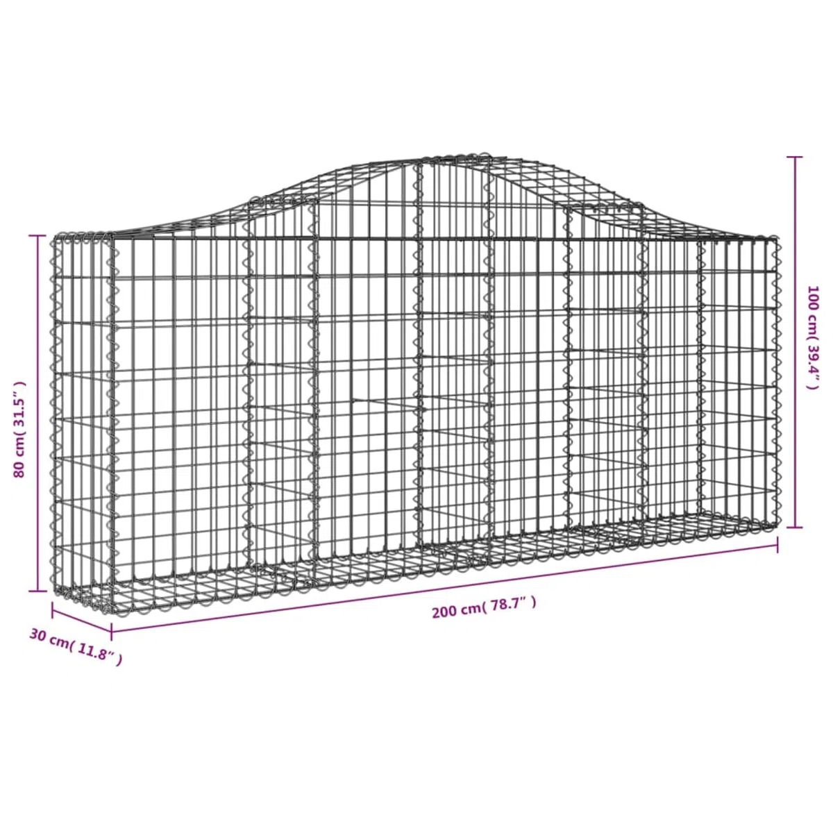 Gabionen mit Hochbogen, dekorative und schalldämmende Gartenbarrieren, langlebiges verzinktes Eisen, für Hinterhof Vorgarten Terrasse