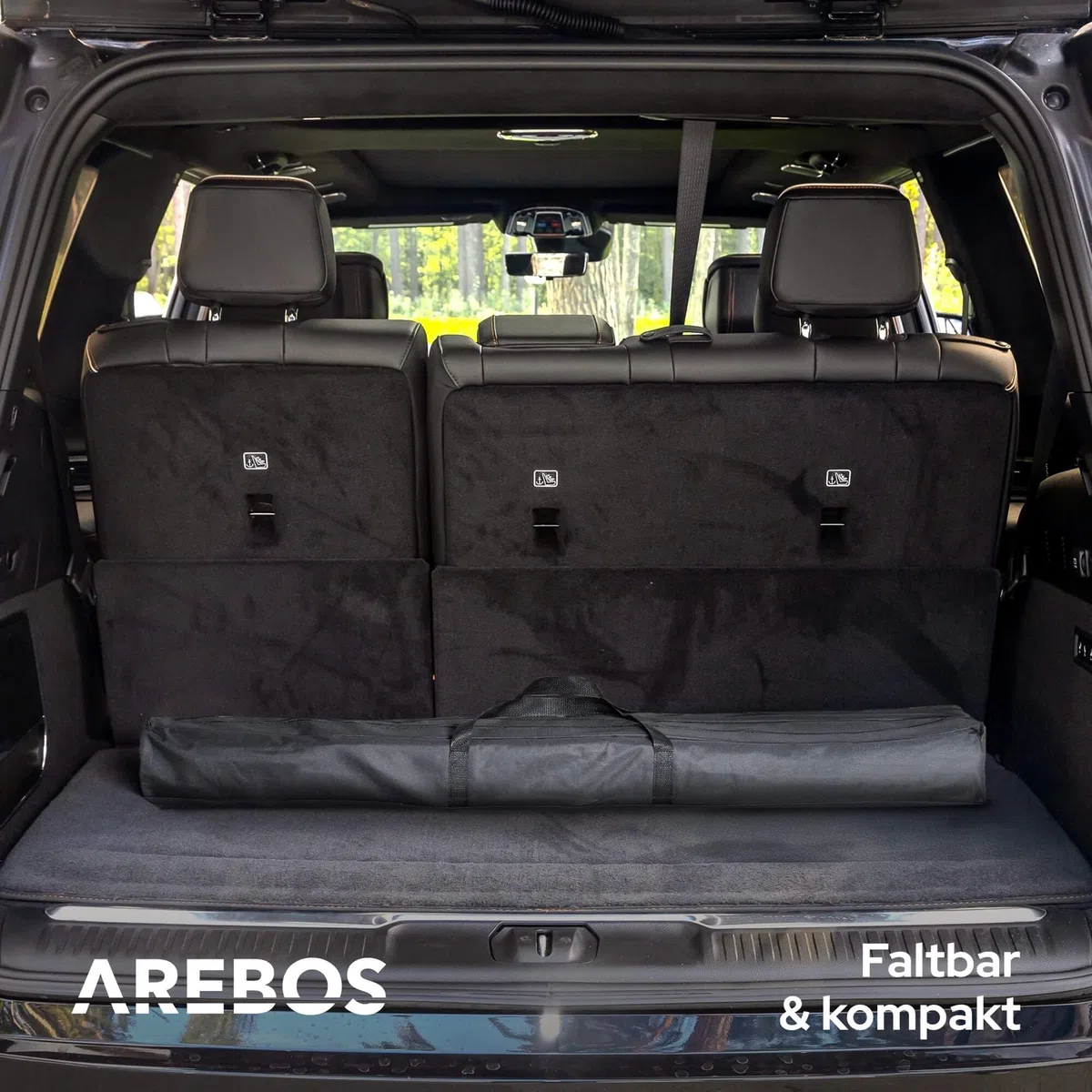 Arebos Campingtisch faltbar 90 x 51,5 cm | Klapptisch höhenverstellbar 47-69 cm | Camping Zubehör, Garten, Grill, Picknick | Camping Tisch klappbarer Falttisch | Reisetisch inkl. Tragetasche | Schwarz