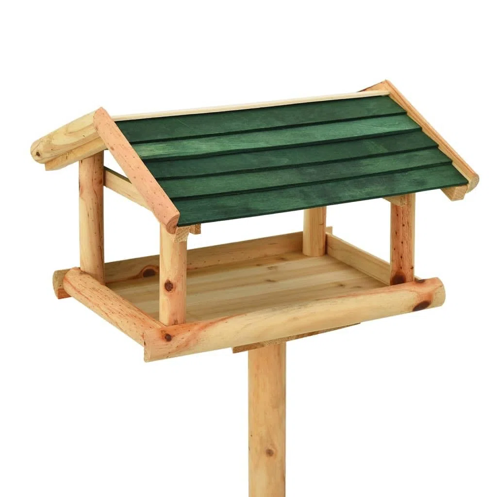 Vogelhäuschen mit Ständer aus massivem Tannenholz 37x28x100 cm Vogel Futterhaus mit Plattform Dach für Futterstation im Garten und Balkon
