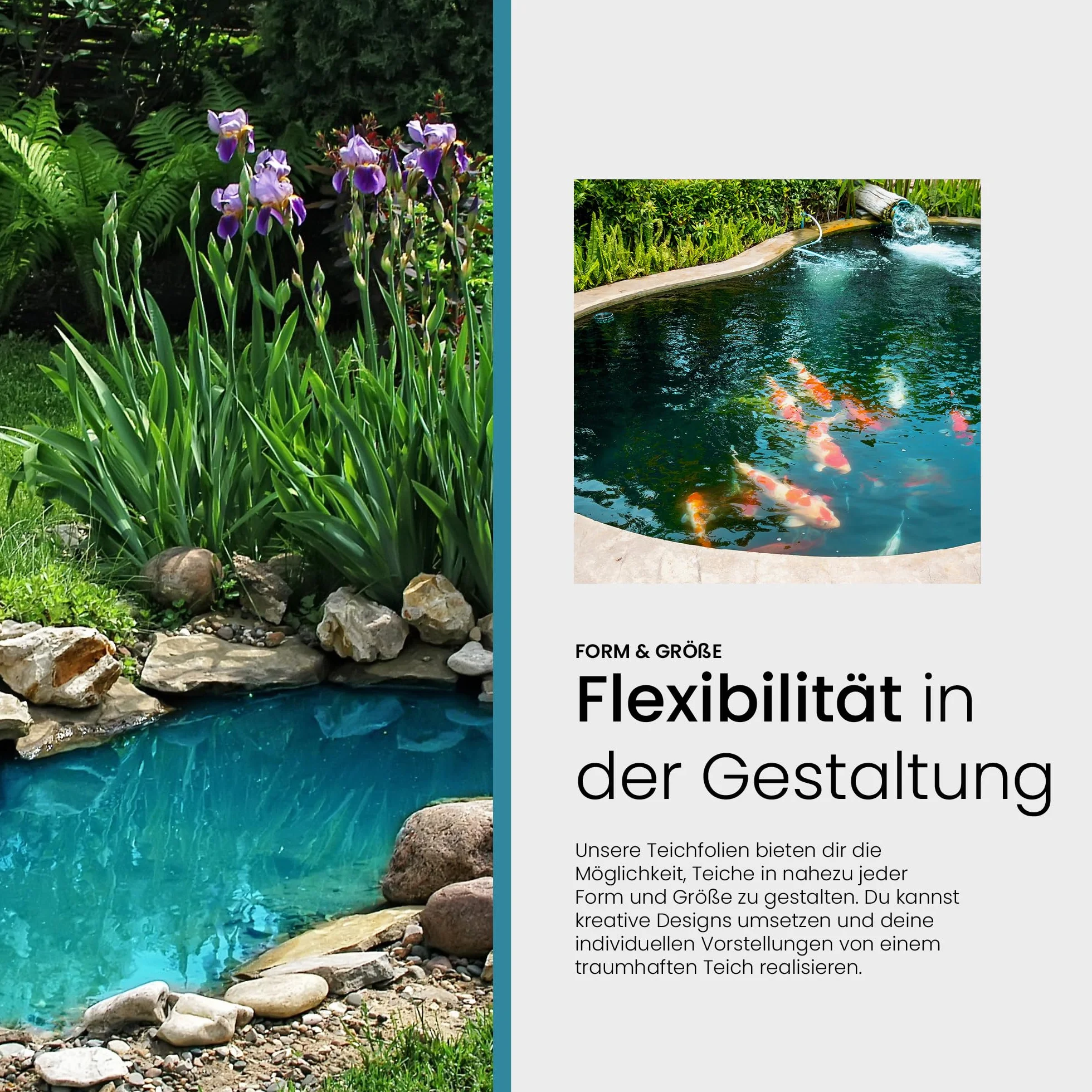TeichVision - Premium PVC Teichfolie türkisblau - Stärke 1 mm - 2 m x 1,5 m/PVC Folie türkisblau geeignet für Teiche, Biotope, Naturschwimmbäder