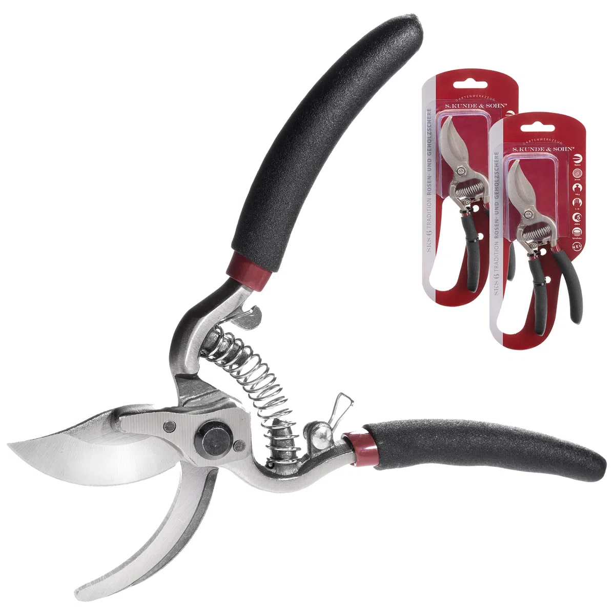 S. Kunde & Sohn Germany – die leichteste geschmiedete Gartenschere 2ER-SET 2x SKS6 – ergonomisches Design – Bypass – Rosen-Rebschere – frische Äste & Zweige bis 20mm