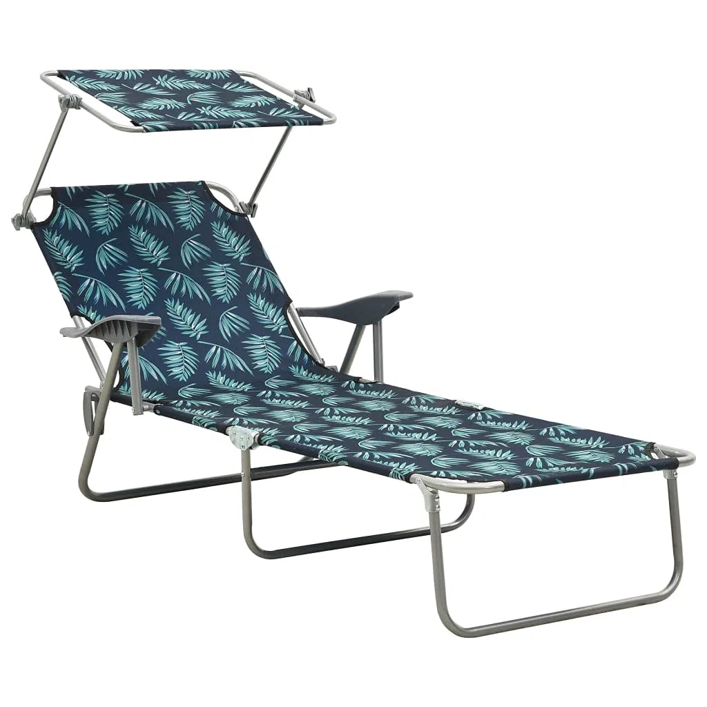 Klappbare Sonnenliege mit verstellbarem Dach aus pulverbeschichtetem Stahl, Rückenlehne verstellbar, für Garten und Strand
