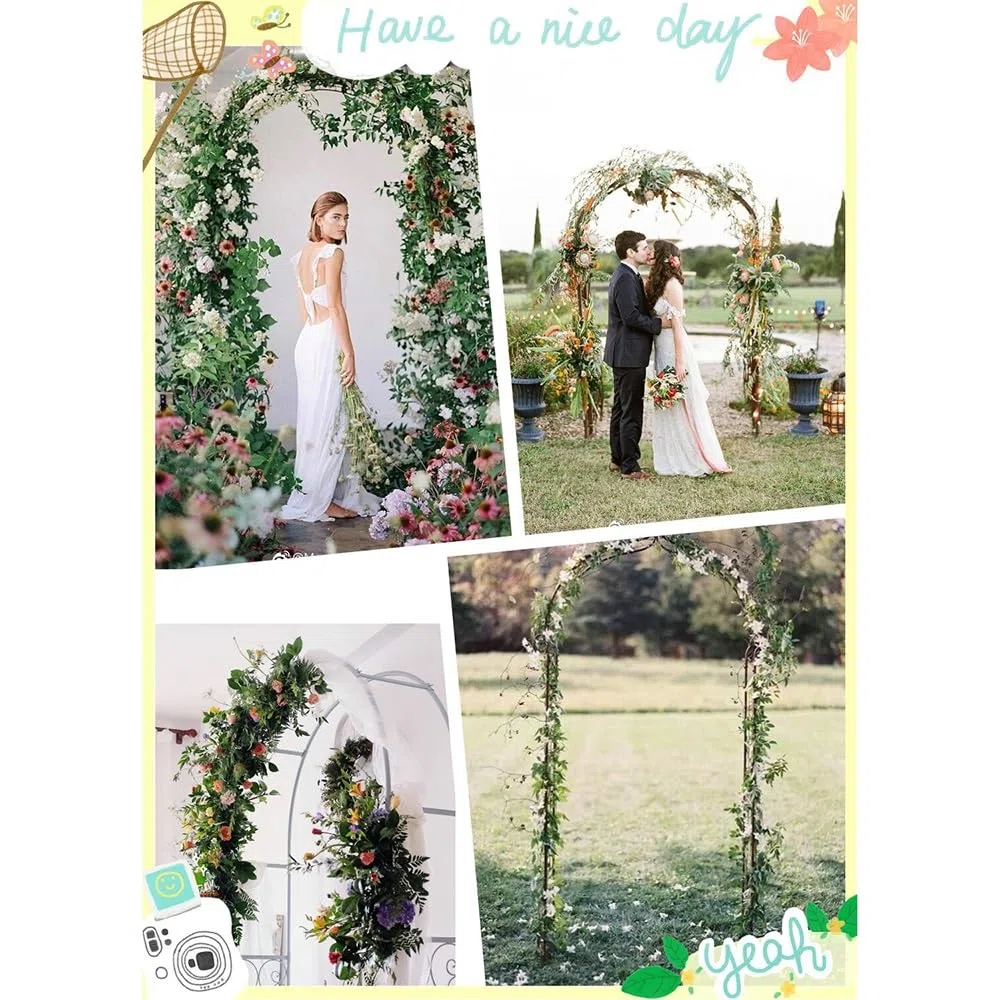 Gartenparty Dekoration - Wetterfester grüner und weißer Rosenbogen für Hochzeit und Geburtstag, verzinktes Metallgeflecht, 280 x 220 cm (110,2 x 86,6 Zoll)
