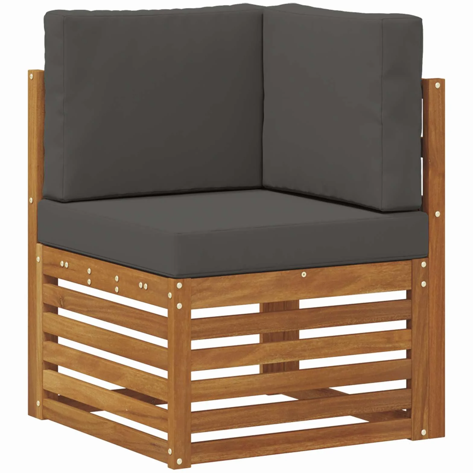 Outdoor-Sofagarnitur 11-teilig Natur Anthrazit Polyester, wetterbeständiges Gartenmöbelset mit 1 Tisch, 2 Ecksofas, 8 Sofas und 10 Sitzkissen für Terrasse und Außenbereich