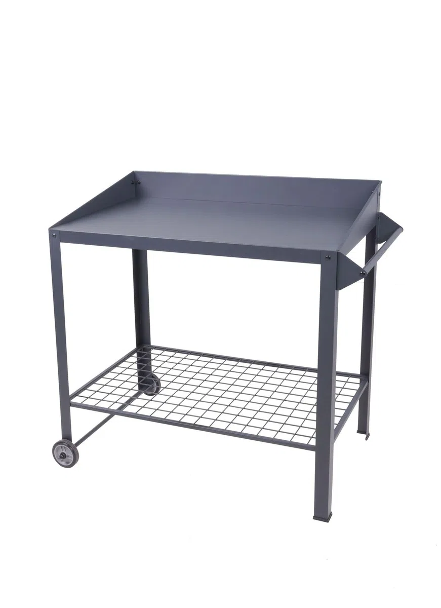 Gravidus mobiler Pflanztisch Diana aus verzinktem Stahl anthrazit mit Rollen für Garten 90x55x90 cm