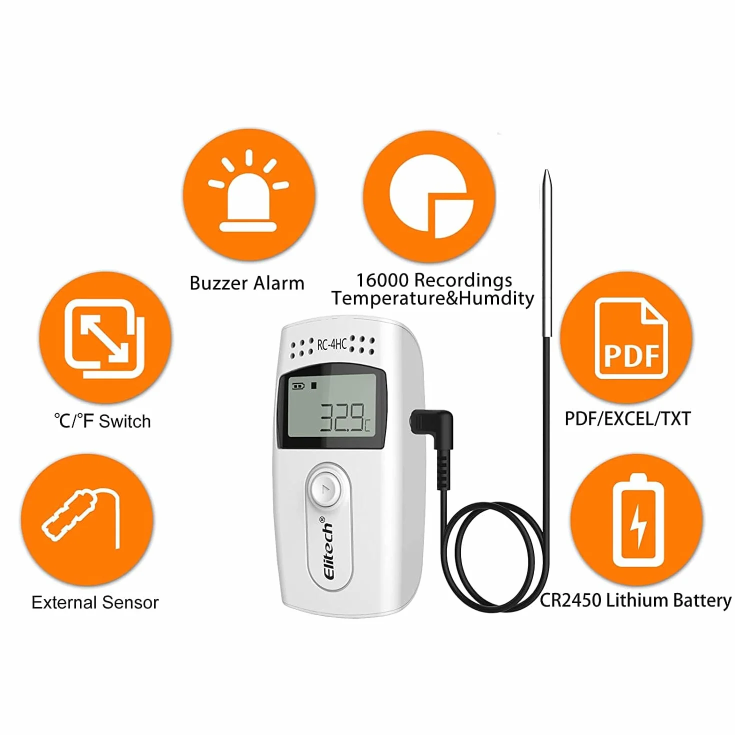 Elitech USB Thermometer Hygrometer Thermo-Hygrometer Feuchtigkeits-Meter Feuchtigkeit Monitor Innen/Außen Temperatur Messgerät Thermostat Sensor Sonde(10Packungen)