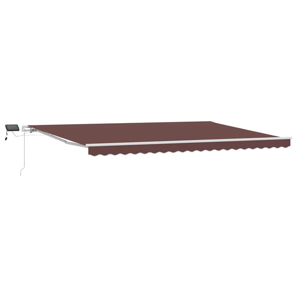 Manuelle Markise mit LED-Beleuchtung in Braun 500x300 cm, UV-beständiger Sonnenschutz für Terrasse und Balkon Dieser manuell bedienbare Kurbelmarkise in den Maßen 500x300 cm