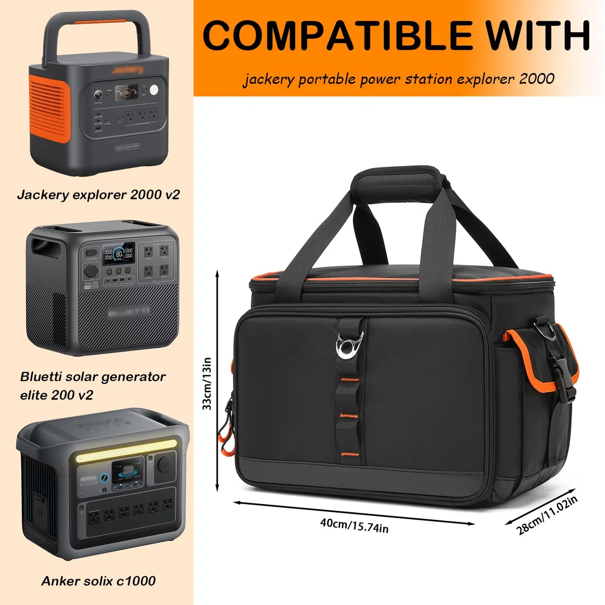 Tasche für Generator kompatibel mit Jackery Explorer 2000 v2/ Anker solix c1000/Bluetti 200 v2/ Ecoflow delta 2 Max 500 Tasche für tragbares Kraftwerk