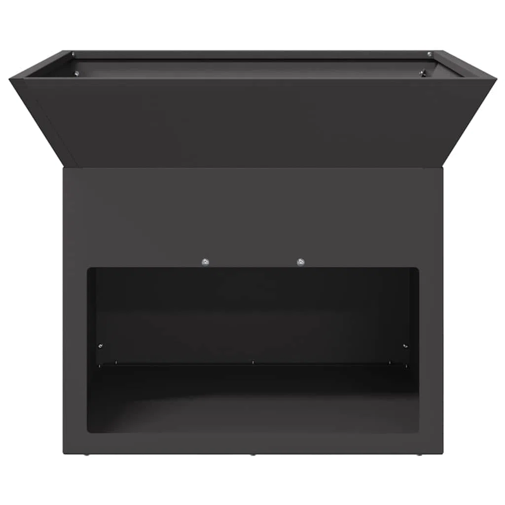 Feuerstelle Schwarz aus Stahl 50 x 50 x 40 cm für Terrasse und Garten, Outdoor Feuerstelle, Kamin Ofen, Schornstein, Heizkassette für Wärme und Deko im Außenbereich