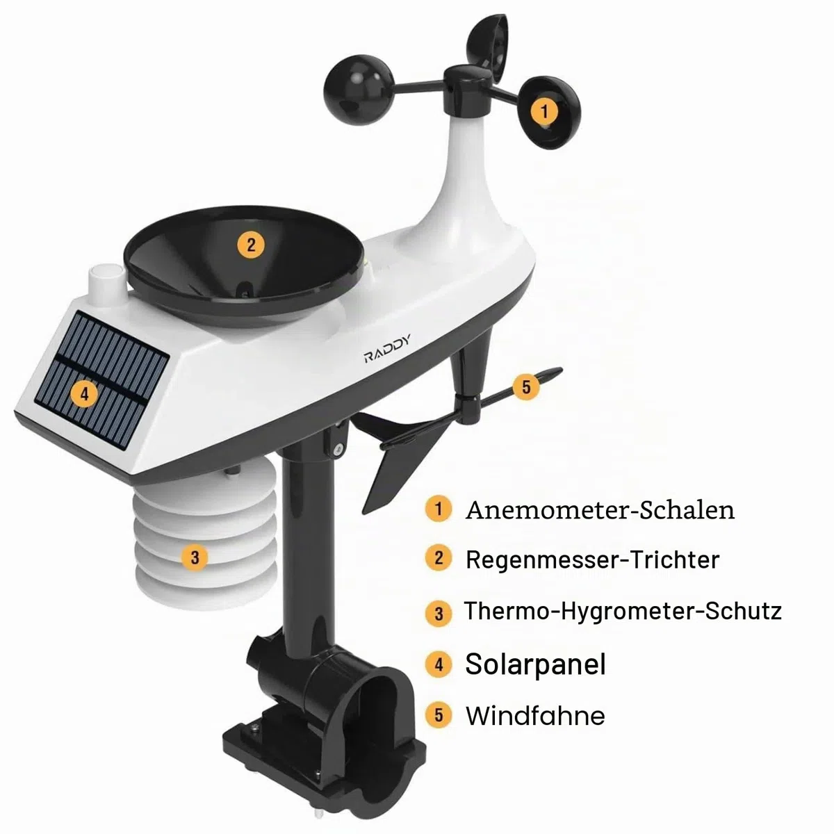Raddy VP7 Wetterstation Funk Innen Außen Thermometer Professionell, 7,4'' Digitales Display in Lila, Funkuhr, Temperatur- und Feuchtigkeitsmonitor, Wettervorhersage und Luftdruck