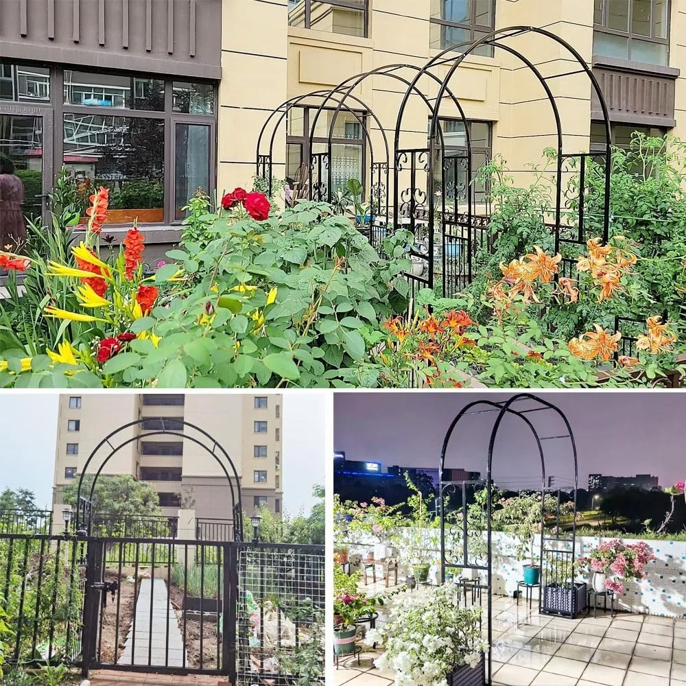 Stabiler weißer Metall-Gartenbogen für Kletterpflanzen, Rosenspalier, Hochzeitslaube, verstellbar, 140–340 cm, Pergola-Stütze, elegante Hinterhof-Eingangs- und Gartenparty-Dekoration, 1 Stück (B x H x