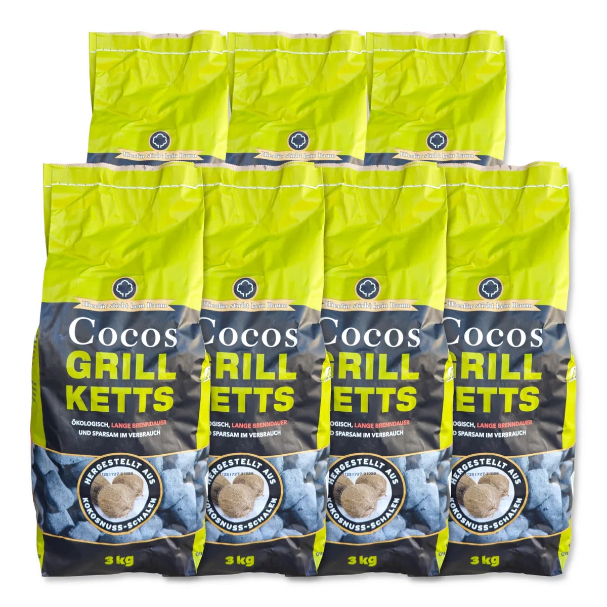 21kg Cocos Premium Grillbriketts aus Kokosschalen „Made IN Germany“ Kohle Holzkohle für Kugel-& Holzkohlegrill ideal für Dutch Oven Smoker Briketts Grill Kohle