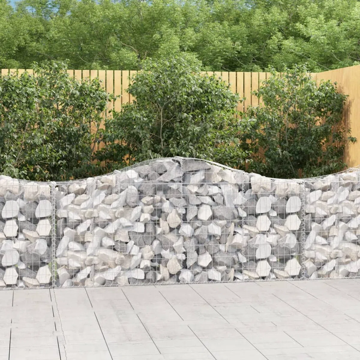Gabionen mit Hochbogen, dekorative und schalldämmende Gartenbarrieren, langlebiges verzinktes Eisen, für Hinterhof Vorgarten Terrasse