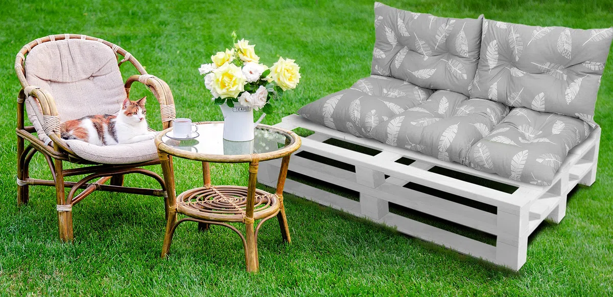 Amilian Palettenkissen Set 1x 120x60 + 2x40x60 Sitzauflage Sitzkissen für Europaletten Palettensofa Palettenmöbel Balkon Kleine Couch Outdoor Sessel oder kleines Sofa für Jugendzimmer