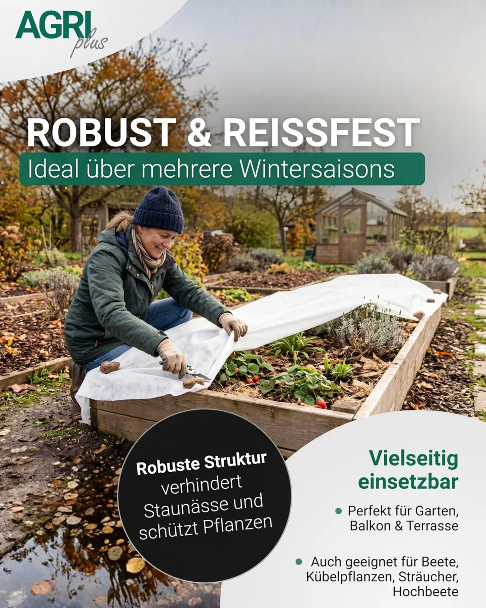 AGRIplus Winterschutzvlies 30 g/m² I 2,40 x 100 m I Verschiedene Maße I Frostschutzvlies, reißfest & atmungsaktiv I Pflanzenschutz für Winter, Garten, Balkon & Kübelpflanzen