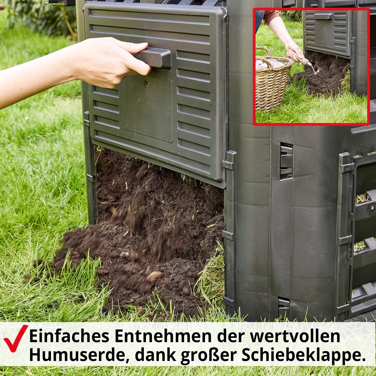 HECHT Thermokomposter aus Kunststoff – Schnellkomposter mit praktisches Stecksystem – Robuster & hochwertiger Kompostierer – Wetterfester Komposter für Gartenabfälle & Biomüll – 360 Liter Behälter
