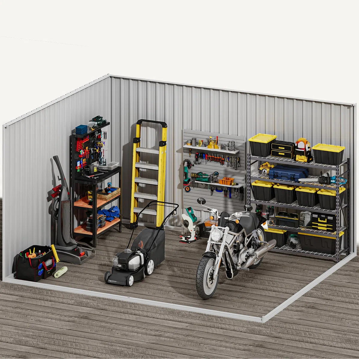 DWVO Großes Metall Gerätehaus 3x2,4 m, Stabiler Werkzeugschuppen für Garten, Terrasse & Hof, Ideal für Fahrräder, Gartengeräte & Rasenmäher, Wetterfest & Abschließbar, Braun