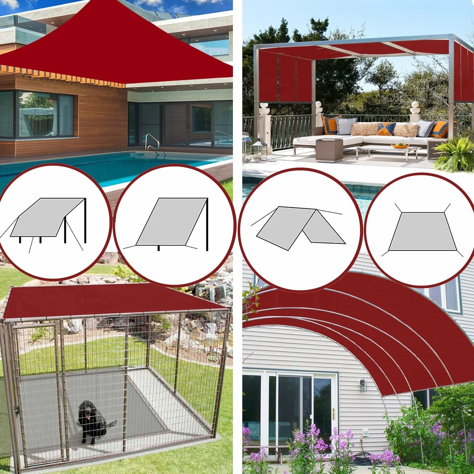Sonnensegel Quadratisch 3.7 x 4.2 m Wetterbeständig Segel 98% UV Schutz Alle 50cm Eine Edelstahlöse für Außenbereiche wie Garten und Balkone, Anthrazit