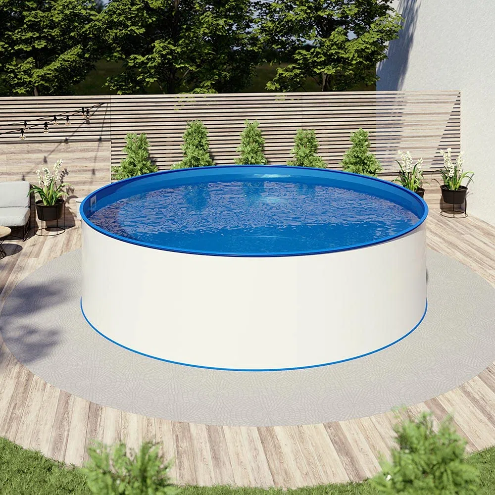 Aufstellbecken Ø 3,50 x 0,90 m Folie blau 0,6mm EB, Stahl 0,4mm | Stahlwand Rundbecken Made in Germany