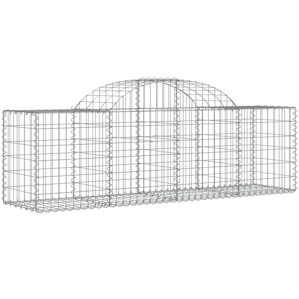 Homgoday Gartenabsperrung mit Hochbogen | Dekorative Gabionenkörbe aus verzinktem Eisen | Silbern | 200x50x60/80 cm | Terrasse & Vorgarten Model3146280