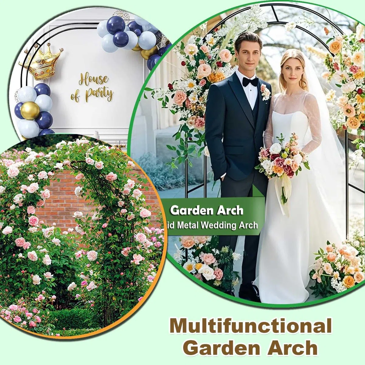 Wetterfestes Rosenspalier für Kletterpflanzen 220cm hoch ideal für Balkon Hochzeit und Gartenparty B 80 x H 220 cm