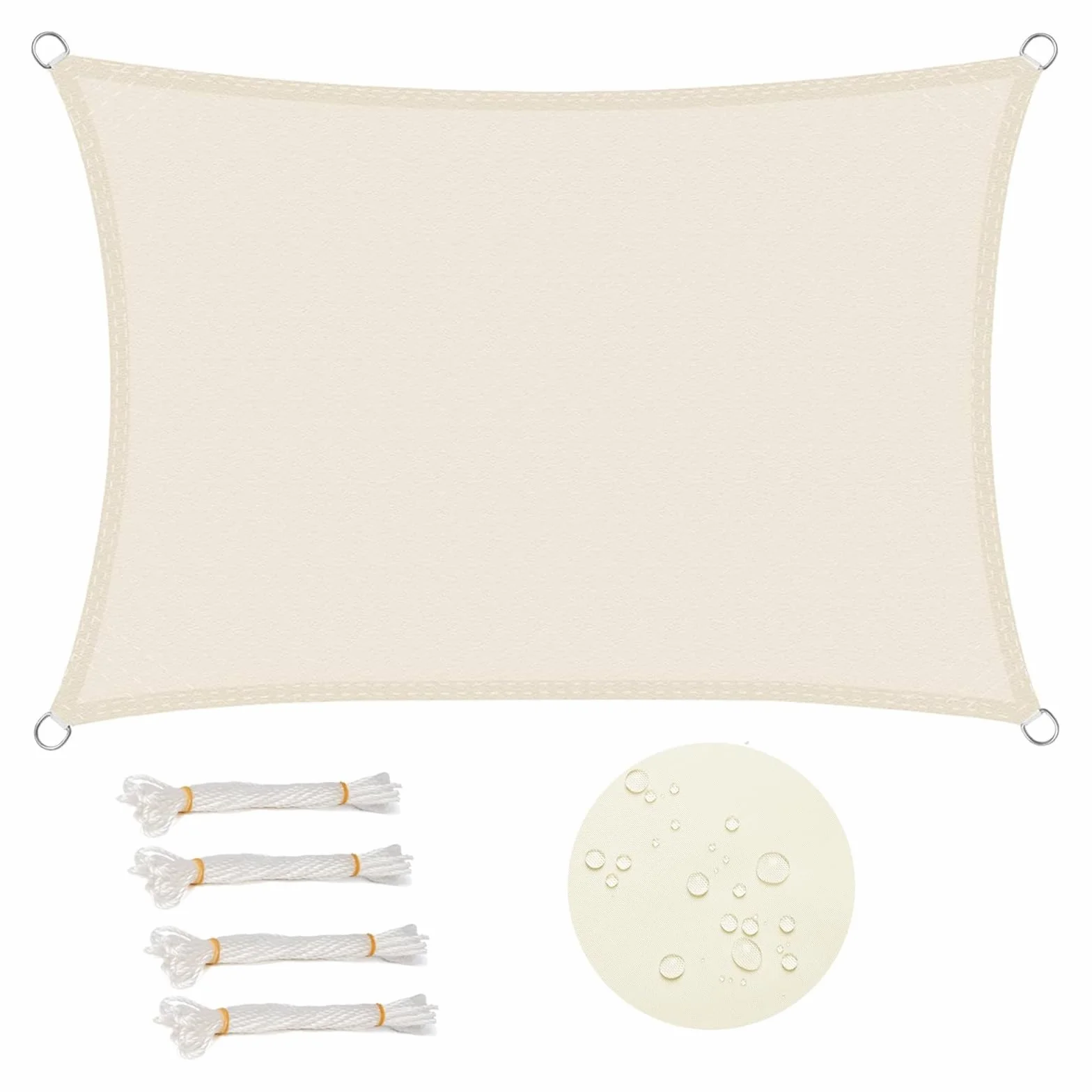 WOLTU Sonnensegel Rechteck 4x6m Creme wasserabweisend Sonnenschutz Polyester Windschutz mit UV Schutz für Garten Terrasse Camping